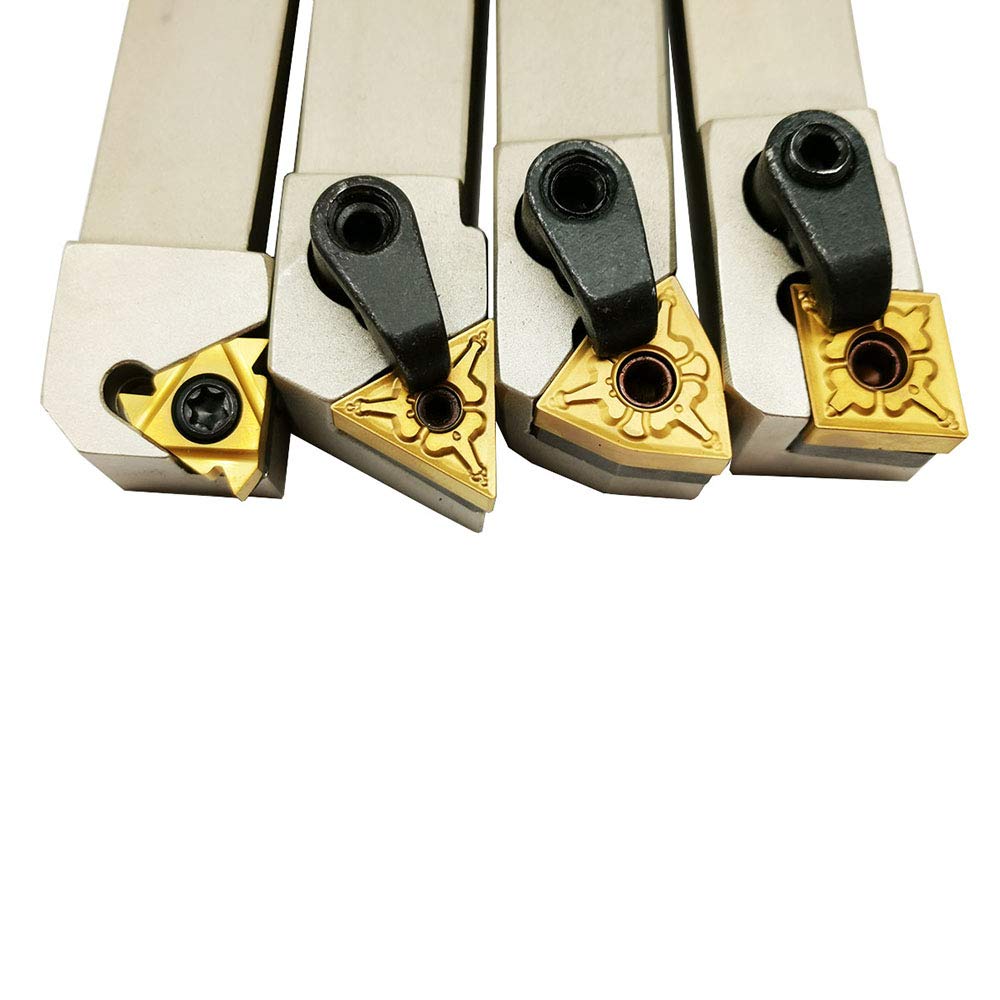 5/8'' inch CNC Lathe Indexable Turning Tool Holder with Nickel Plated, Tin Coated Carbide Turning Inserts G7437