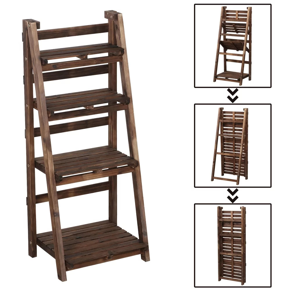 4 Tier Foldable Wooden Plant Stand Z49101