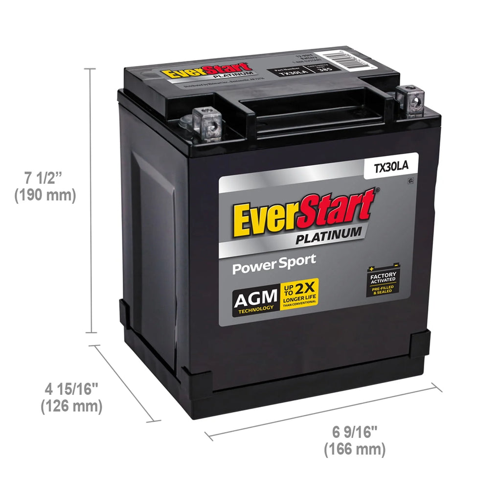 AGM PowerSport Battery Group Size TX30LA 12Volt 385 CCA J706