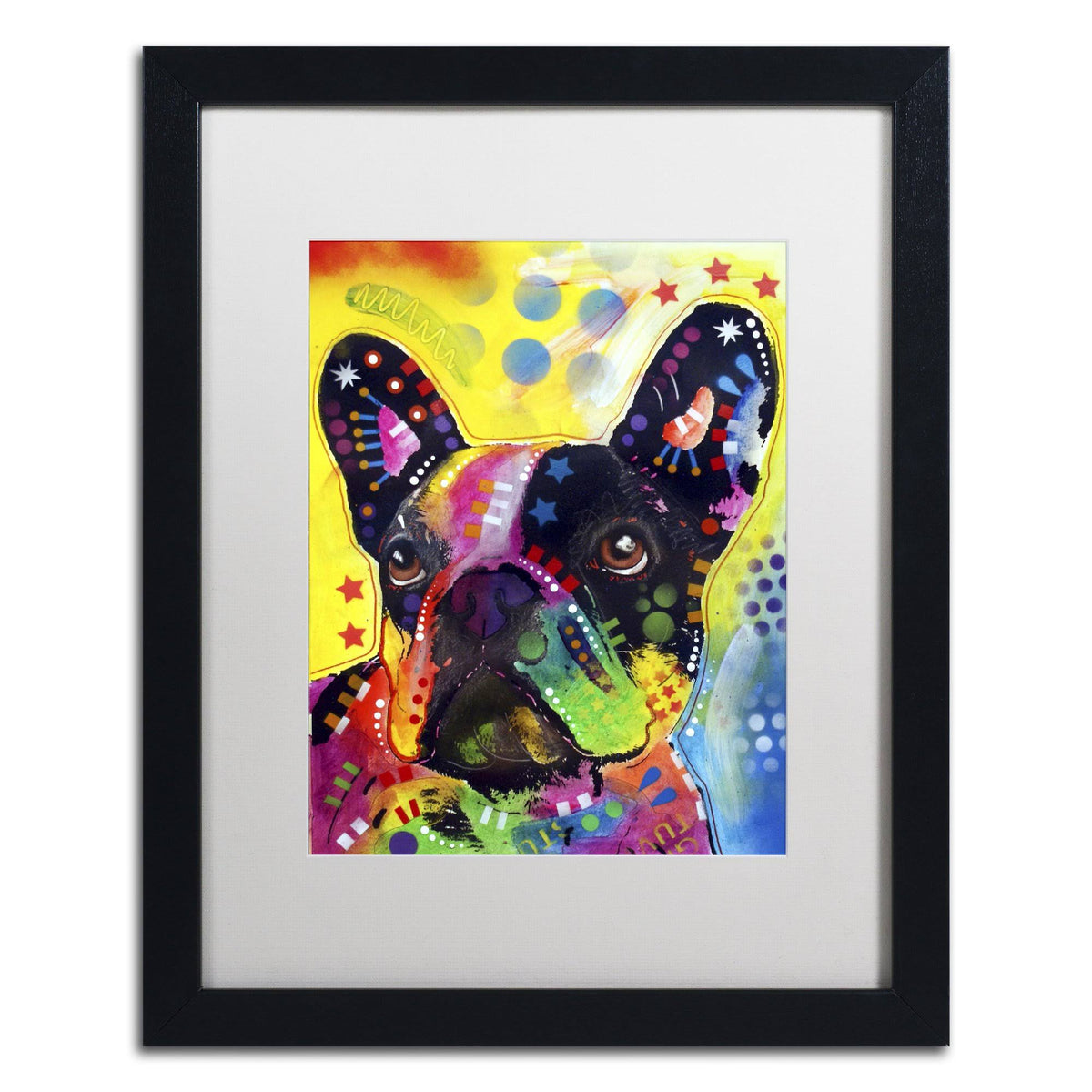 French Bulldog White Matte Black Frame P6875