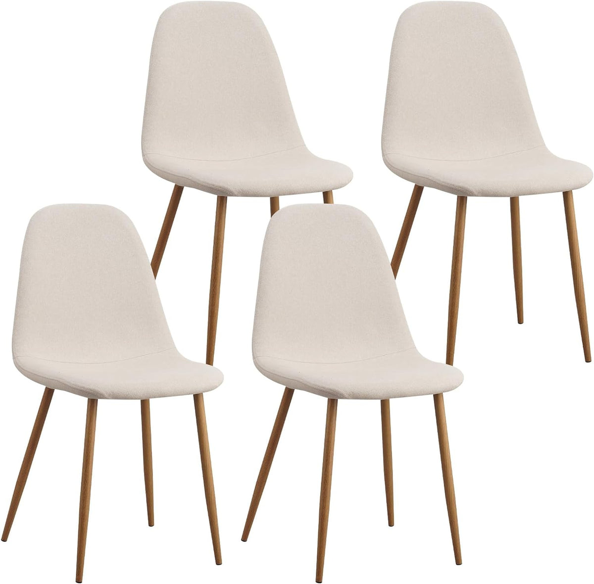 Camel Brown Faux Leather Dining Side Chairs Set of 4 with Metal Legs L25623
