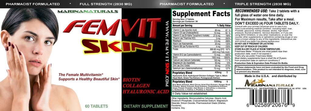 Female Multivitamin with Collagen, Hyaluronic Acid & Pomegranate Extract, 60 Tablets X5109