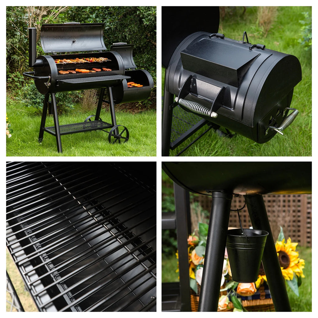 Charcoal Grill with Offset Smoker Black D5511