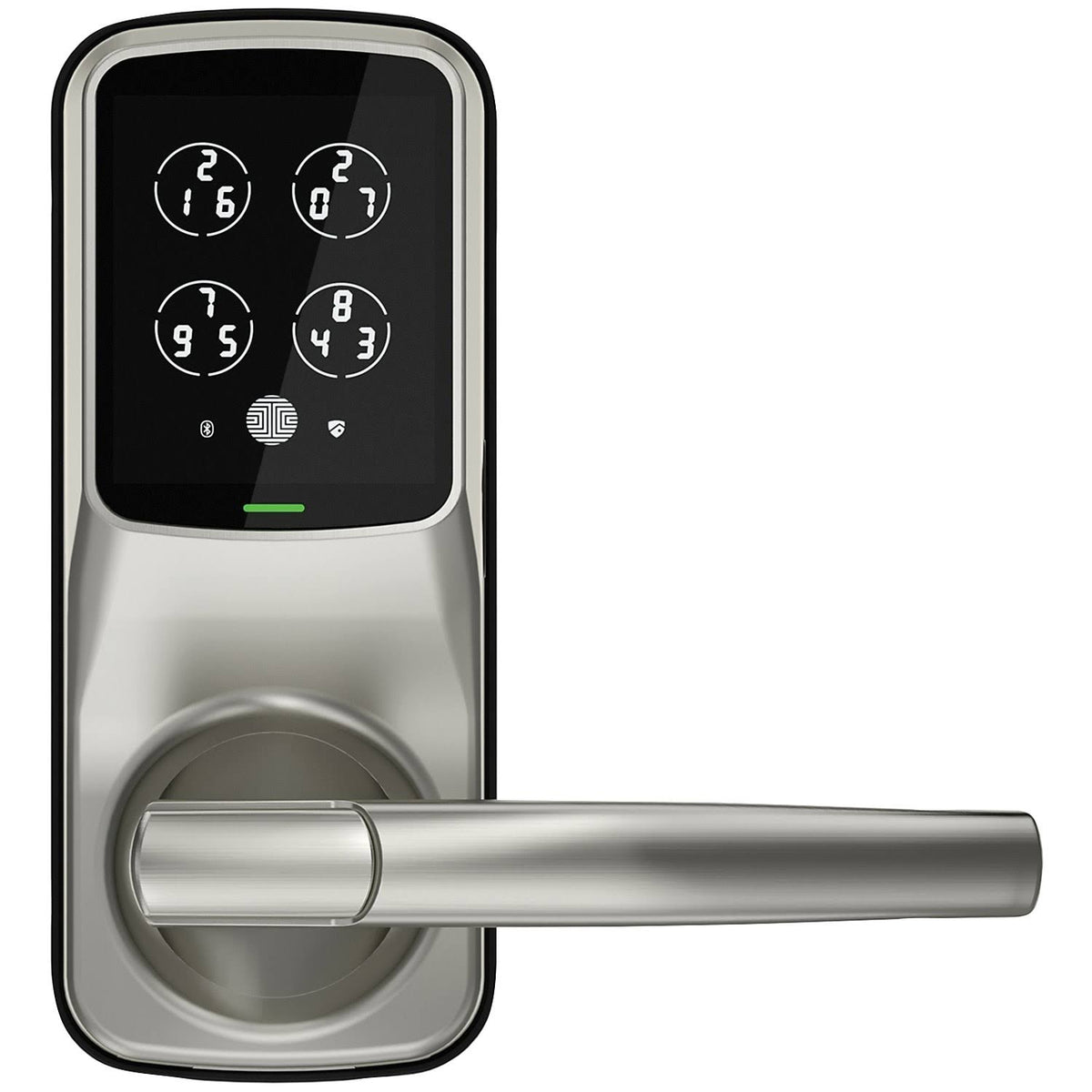 Satin Nickel Smart Touchscreen Door Latch Lock with Fingerprint and Bluetooth H7020