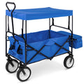 Blue Folding Utility Cargo Wagon Cart with Removable Canopy J123