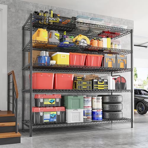 55.5" W 5 Tier Metal Shelving Unit Y481246