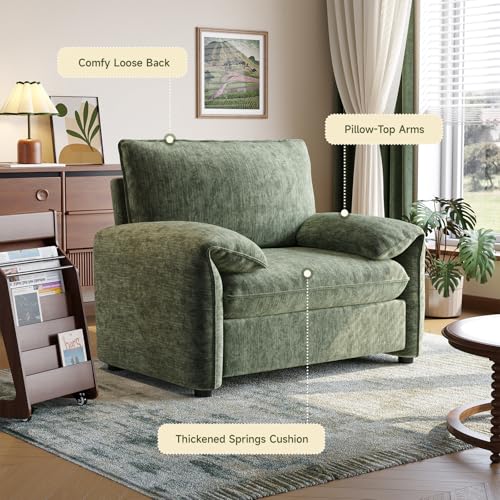 Oversized Green Chenille Accent Chair X94970